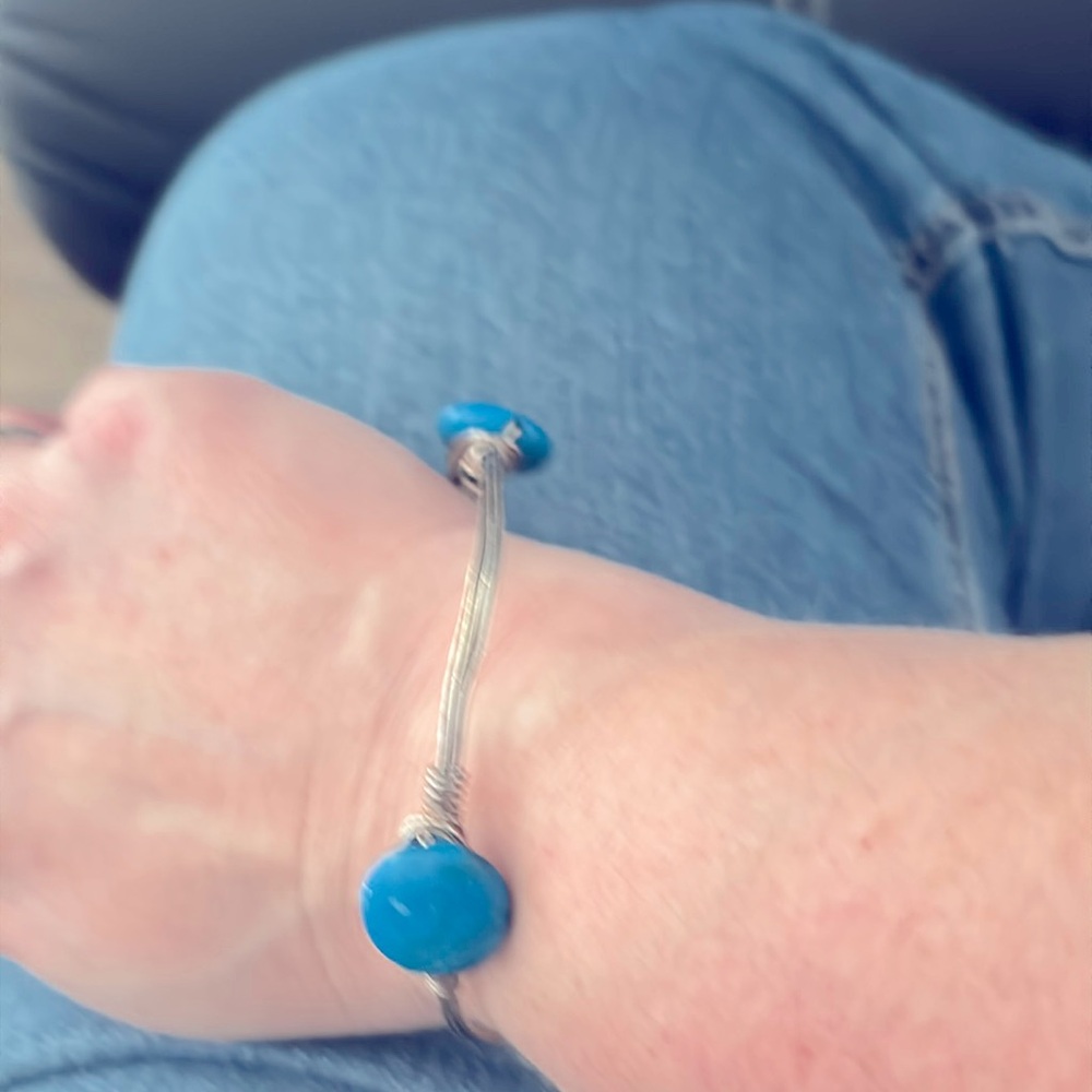 Bourbon and Bowties Blue Beaded Bracelet